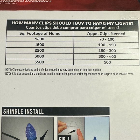 🌸 $3 if bundled Universal Light Clips for gutters shingles & tile 100 Clips NWT - Picture 6 of 12